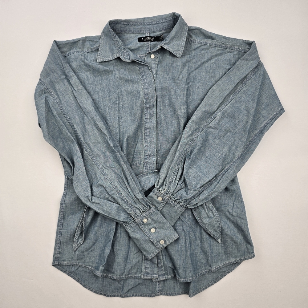 Lauren Ralph Lauren Blue Denim Button-Up Shirt